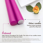 New Burning Formula Unscented Dripless 10-Inch Taper Candles Set of 12 - Hot Pink, for Wedding, Dinner - Smokeless, Long Burning - Hand Poured, Colored Tall Candlesticks - Rosa Intenso