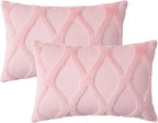 decorUhome Spring Throw Pillow Covers 12x20 Inch Set of 2, Soft Plush Faux Fur Wool Lumbar Light Pink Couch Pillow Covers, Decorative Neutral Pillow Cases for Bed Sofa Living Room Valentines Decor
