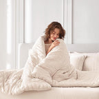 MUXHOMO 7 Pieces Full Comforter Set, Seersucker Bed in a Bag Full Size, All Season Luxury Bedding Set with Comforter, Flat Sheet, Fitted Sheet, Pillowcases & Shams, Beige