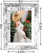 Vittanly 5x7 Picture Frames Set of 9, Shatter Resistant Plexiglass, Display 4x6 Pictures with Mat or 5x7 without Mat, Photo Frames for Wall or Tabletop, Engineered Wood, Distressed White