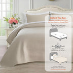 Kasentex WX1804-CML Quilt Mini Set-Stone Washed-Super Soft Bedspread-Light Weight-White Down Alternative Microfiber Fill-Machine Washable-Solid Colors, Twin + 2 Shams, Camel