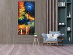 Alenoss Hand Painted Vertical Abstract Large Canvas Wall Art 48x24 Inches Oil Paintings on Canvas Blue Artwork for Wall Home Decorations Wall Décor
