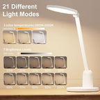Desk Lamps for Home Office with Stable Base, 1000LM Ultra Bright Eye-Caring Desk Light, 3000K-6000K Dimmable Table Lamp with Stepless Dimming & Timing Function for Work, Reading, Bedroom