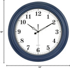 18 Inch Large Wall Clock, Battery Operated Silent Non-Ticking Indoor Outdoor Clock, Vintage Decorative Analog Metal Wall Clock for Living Room, Kitchen, Office, Patio - Blue