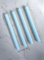 10" Candle Sticks, Ribbed Taper Candles, Sky Blue, 4-Pack, Unscented
