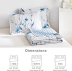 Flysheep Botanical Quilt Set 2 Pieces Twin Size, Blue Flower Branch on White Reversible Bedspread Coverlet Set, Soft Microfiber Lightweight Bed Cover for Kids (68" x 86", 1 Quilt+ 1 Pillow Sham)