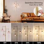 Dimmable Floor Lamp for Living Room, Bedroom, Gold Standing Lamp with 3pcs 6W Bulbs, Vintage Brass Floor Lamps for Corner, Nursery (Pink Tulip)