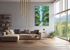 Alenoss Hand Painted Oil Painting on Canvas, Abstract Forest Landscape Painting, 28x40 inches, Green Artwork for Living Room Bedroom