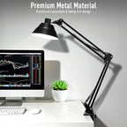 Led Desk Lamp for Home Office - Swing Arm Desk Lamp with Clamp - Architect Adjustable Gooseneck Table Lamp with 5 Color Modes & 10 Brightness for Reading Working Drafting (Black)