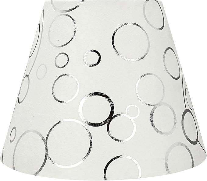 Aspen Creative 58901A, Empire Uno Lamp Shade in White with Circle Pattern, 5" Top x 9" Bottom x 7" Slant Height, Slip UNO 33mm