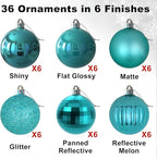 GameXcel Christmas Balls Ornaments for Xmas Tree - Shatterproof Christmas Tree Decorations Small Hanging Ball Teal 1.6in x 36 Pack