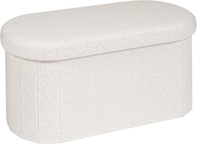 30 Inches Ottoman with Storage,Bedroom Bench with Storage, Ottoman Foot Rest for Living Room,30" L x 15" W x 15" H-White