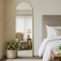 MISSDAY 64"x21" Arched Full Length Mirror, Full Body Mirror with Stand, Floor Mirror Long Free Standing, Leaning or Hanging, Aluminum Thin Frame Wall-Mounted Mirrors Wall Mirrors for Bedroom, Gold