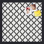 PinPix 17x17 Inch Cork Bulletin Board. This Decorative Framed Pin Board Comes with Black and White Waves Design and a Satin Black Frame. Ideal for Home Office Decor or Message Board (PinPix-194)