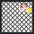 PinPix 17x17 Inch Cork Bulletin Board. This Decorative Framed Pin Board Comes with Black and White Waves Design and a Satin Black Frame. Ideal for Home Office Decor or Message Board (PinPix-194)