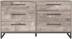 Signature Design by Ashley Neilsville Industrial 6 Drawer Dresser, Butcher Block Gray