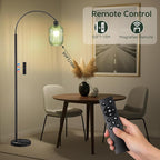 COTTHOS Glass Floor Lamp for Living Room, Modern Standing Lamp with Ribbed Glass Lampshade Marble Base, 68” Tall Lamp with Remote Control and Pedal Switch for Bedroom(6000K LED Bulb Included)