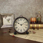 Maxspace 5.5 inch Black European Style Retro Silent Desk Alarm Clock Non-Ticking Whisper Battery Operated, HD Glass Face, Easy to Read for Indoor Decor