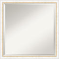 Amanti Art White Wall Mirror 22x22 Morgan White Gold Square Bathroom Mirror for Wall Decor Living Room, Medium Modern Wood Frame, Hangs Horizonally and Vertically, Bathroom Decor, Beveled Edge