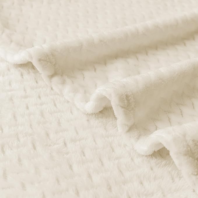 Oversized King Fleece Blanket 120x120 Inches, Seamless Soft Cozy 3D Jacquard Flannel Blanket 10'x10' Extra Large for Bed, Sofa, Couch, Travel & Camping, California King Throw, Beige Leaf