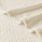 Oversized King Fleece Blanket 120x120 Inches, Seamless Soft Cozy 3D Jacquard Flannel Blanket 10'x10' Extra Large for Bed, Sofa, Couch, Travel & Camping, California King Throw, Beige Leaf