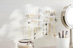 6-Tier 6" Wall Jewelry Organizer, Command Strips included for Easy Hanging, 120 Hole Earring Organizer, Necklace Organizer, Bracelet Holder, Ring Holder, Rotating Branches (White Small)