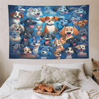 VUMIVI Cartoon Dog Tapestry Cute Puppy Pet Lovers Animal Theme Colorful Illustration Tapestry Wall Hanging for Living Room Bedroom Dorm Classroom Aesthetic Decor W90xL60in