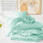 CozyLux King Size Comforter Set Mint Green, 7 Pieces Pintuck Bed in A Bag Green Comforter King Size, Pinch Pleat Bedding Set with All Season Comforter, Flat Sheet, Fitted Sheet, Pillowcases & Shams