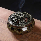 Incense Burner with Calabash Incense Stick Holder - Porcelain Charcoal Censer for Use with Resin Granular Powder Cone or Coil Incense (Fambe Green)
