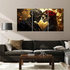 RUNBOAT Skull Pictures Wall Decor - Skull Canvas Wall Art, Skeleton Couple Poster Print, Gothic Painting Artwork, Skeleton and Roses Pictures for Living Room Bedroom (12" x 18" x 3 pcs)