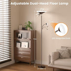 Brown Torchiere LED Floor Lamp - 72" Rotating Standing Lamp with Remote, 34W Dimmable Floor Light with Color Changing, Tall Bright Corner Lamp for Reading Living Room Bedroom Office