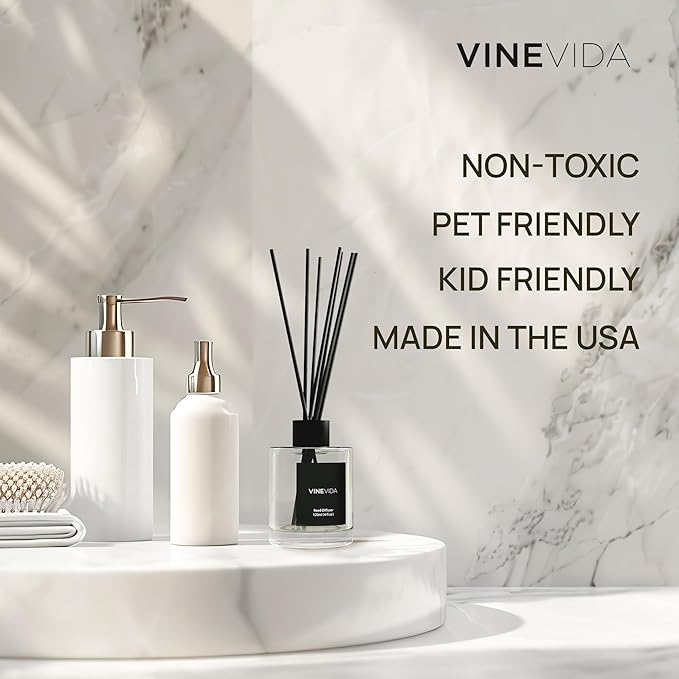 VINEVIDA Reed Diffuser for Home & Bathroom | Long-Lasting Scent Sticks Set | Oil Stick Diffuser | Bathroom Scent - Room Fragrance No. 3400 - Inspired by: Baccarat