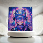 HOUHUANG Hanging paintings, blacklight tapestry, murals, and decorative paintings, fluorescent anime, cartoons, polyester material (59 "x 59") for families, bars, and outdoor parties (Cool girl)