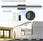 Ralbay 5 Color Temperature Dimmable LED Modern Black Vanity Light for Bathroom 40inch 36W Acrylic Matte Black Bathroom Vanity Lighting Fixtures Over Mirror