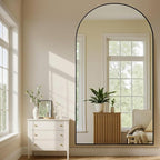 MISSDAY Oversized Arched Full Length Mirror, 83"x44" Black Full Body Mirror with Stand, Floor Mirror Large Free Standing, Leaning or Hanging, Aluminum Frame Mounted Mirrors Wall Mirrors for Bedroom