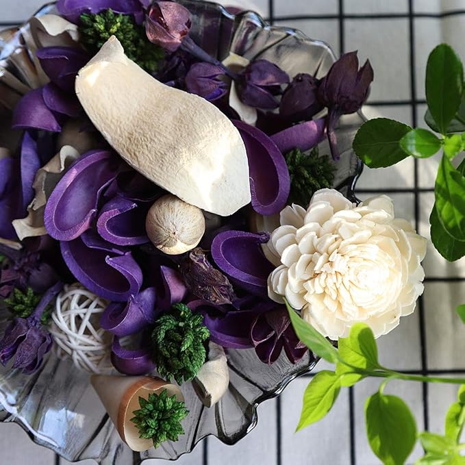 Qingbei Rina Spring Potpourri Bowl Filler, Lavender Scented Potpourri Dried Flower,Decorative Vase Filler,Home Fragrance Perfume Sachet, Bathroom Decor, 9.8 Oz(Purple)