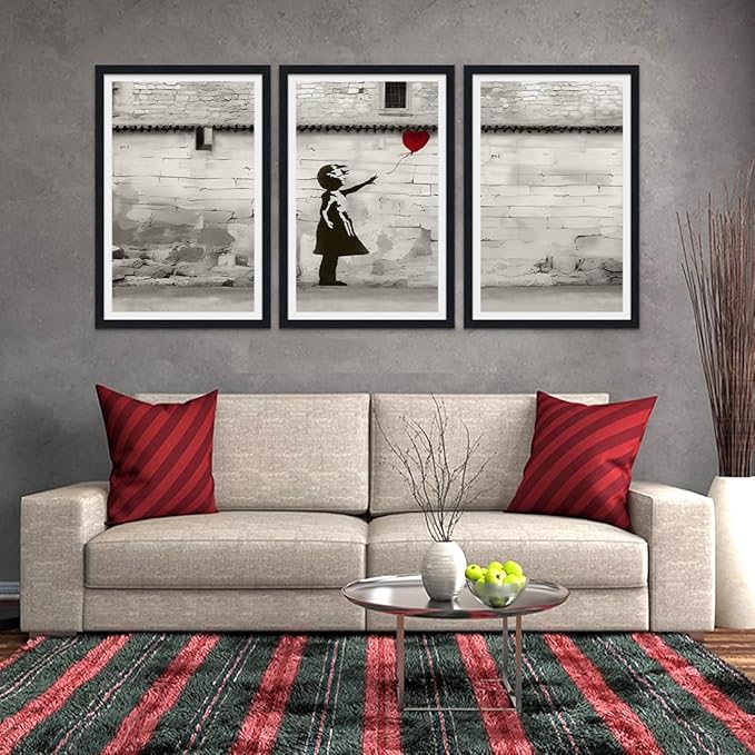 Novatique Colorful Graffiti Wall Art Banksy Canvas Wall Art Abstract Artwork Graffiti Street Print Pictures for Bedroom Living Room Office,24" x 36" x 3pcs