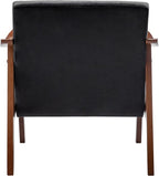 Accent Chair with Velvet Upholstery and Solid Wood Frame, Classic Mid-Century Modern Living Room Furniture for Extra Seating, Black