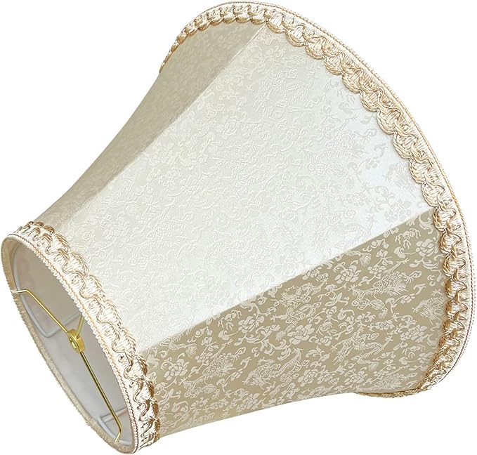 TOOTOO STAR Beige bell lamp shade, 8.75" top x 17.75" bottom x 11" straight height spider shade for Floor Light and Table Lamp, bohemian style decorative light yellow floral pattern