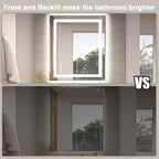 32"x36" LED Bathroom Mirror, Front and Backlit Mirror, Anti-Fog Vanity Mirror with Lights, Stepless Dimmable Illuminated, 3 Colors Smart Mirror (Horizontal/Vertical)