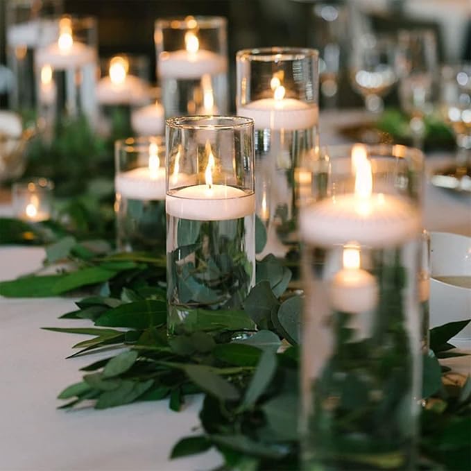 12 Pack White Floating Candles, 3 inch Unscented and Non-Dripless Wax Burning for 13-15 Hours, Floating Candles Used for Cylindrical Vases Centerpieces Parties Wedding and Home Decorations