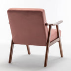 Accent Chair with Microfiber Upholstery and Solid Wood Frame, Classic Mid-Century Modern Living Room Furniture for Extra Seating, Rose