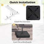 HAPPYGRILL Offset Patio Umbrella Base, Heavy-Duty Water and Sand Filled Umbrella Stand w/Cross Bracket, Portable Umbrella Stand w/Handles for Garden, Backyard, and Poolside, Supports up to 176 lbs