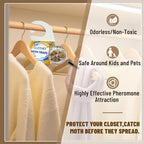 Clothing Moth Trap with Pheromone Attractant 8 Pack, Easy to use Clothes Moth Treatment, Odorless/Non-Toxic Strong Sticky Strips for Closet and Carpet