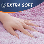 OLANLY Bathroom Rug Set 2 Piece, Soft Absorbent Microfiber Bath Mats and U-Shaped Contour Toilet Rug, Non-Slip, Machine Wash Dry, Plush Shaggy Bath Mats for Bathroom (30"x20"+24"x20", Pinkish-Purple)