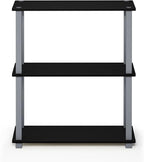 Furinno TURN-S-TUBE Storage Shelves Set of 2, 3-Tier Book Shelf, Corner Shelf, Toolless Open Shelves, Square Tubes, for Organization and Storage, Living Room, Garage, Home Office, Black