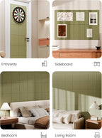 Bumusty Large Cork Board 36" x 24" Alternative - 6 Pack Felt Wall Tiles with 40 Safe Removable Adhesive Tabs, 30 Pushpins, Cork Boards for Walls Pin Board Bulletin Board Office Decor (Olive Green)