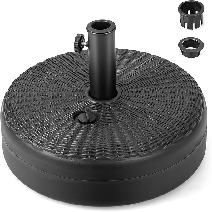 Giantex 66 lbs Fillable Umbrella Base, 18 inch Umbrella Stand Water and Sand Filled, Round HDPE Weighted Market Table Umbrella Holder for Outdoor Deck Garden