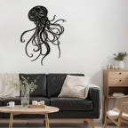 SIGNLEADER Metal Wall Art Decor Octopus Minimalist Modern Abstract Wall Sculpture Hangings Home Decoration for Living Room, Bedroom, Bathroom, Kitchen, Outdoor - 18" Black
