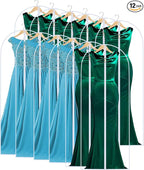 Garment Bags for Hanging Clothes 24'' x 60'' (Set of 12) Coat Covers for Closet Foldable Washable Dress Bags for Hanging Clothes for Long Dress Dance Costumes Suits Gowns Coats